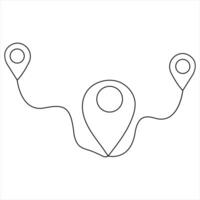 Continuous single line art drawing of route location concept pointers travel vector illustration