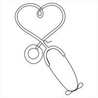 Continuous single line Stethoscope art drawing vector style illustration