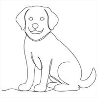 Continuous single line art drawing style of dog and single line dog drawing vector illustration