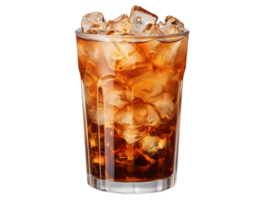 AI generated Iced Coffee with Ice Cubes on Top Isolated on Transparent Background. Refreshing Drink with Clean Background. Generative Ai png