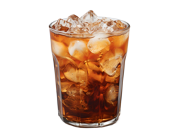 AI generated Iced Coffee with Ice Cubes on Top Isolated on Transparent Background. Refreshing Drink with Clean Background. Generative Ai png