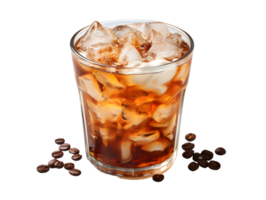 ai generado con hielo café con hielo cubitos en parte superior aislado en transparente antecedentes. refrescante bebida con limpiar antecedentes. generativo ai png