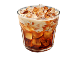 AI generated Iced Coffee with Ice Cubes on Top Isolated on Transparent Background. Refreshing Drink with Clean Background. Generative Ai png