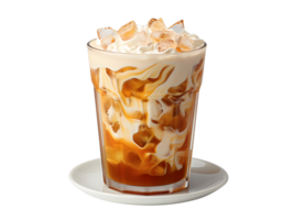 AI generated Iced Coffee with Ice Cubes on Top Isolated on Transparent Background. Refreshing Drink with Clean Background. Generative Ai png