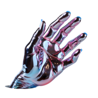 AI generated Colorful Holographic Hand Sculpture isolated on transparent background. Generative Ai png