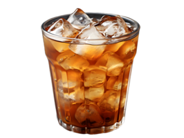 AI generated Iced Coffee with Ice Cubes on Top Isolated on Transparent Background. Refreshing Drink with Clean Background. Generative Ai png