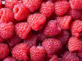 AI generated large quantity of delicious raspberries photo