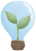 Green Electric energy, plant growing inside the light bulb png