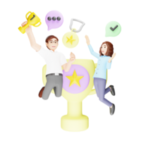 Team Victory and Business Success - 3D Character Illustration png