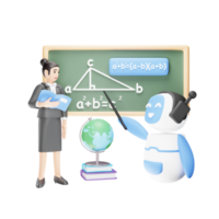 Artificial Intelligence Robot Teaching People in 3D Illustration png