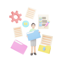 Document Management - 3D Character Illustration for Business png