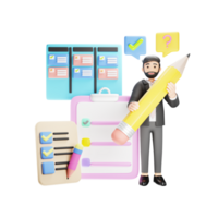 Task Management in Business - 3D Character Illustration png