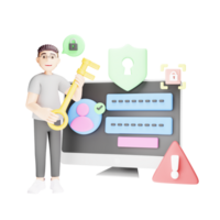 Password Protection - 3D Character Illustration png