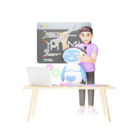 homme développement une robot assistant - 3d personnage illustration png