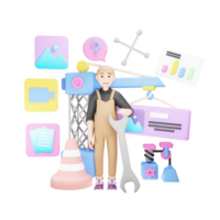 sito web sotto costruzione - 3d personaggio illustrazione png