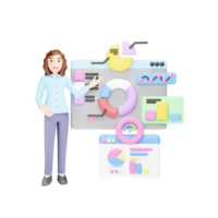 Geschäft Analytik Instrumententafel - - 3d Charakter Illustration zum Daten Analyse und Performance Überwachung png