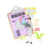 Employee Reviewing Content in Corporate Business - 3D Character Illustration png