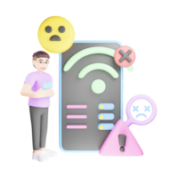 No Internet Connection - 3D Character Illustration png