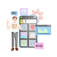 3d illustration de app ui ux pour moderne affaires application développement png