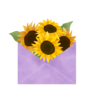 Purple Watercolor Sunflower Bucket png