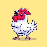 Cute Chicken Crowing Cartoon Vector Icon Illustration. Animal Nature Icon Concept Isolated Premium Vector. Flat Cartoon Style