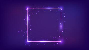 Neon square frame with shining effects vector