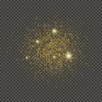 Gold glittering dust on a gray background. Dust with gold glitter effect and empty space for your text.  Vector illustration