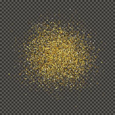 Gold glittering dust on a gray background. Dust with gold glitter effect and empty space for your text.  Vector illustration