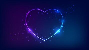 Neon frame in heart form with shining effects vector