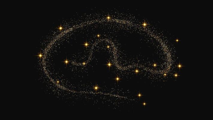 Gold glittering confetti wave and stardust