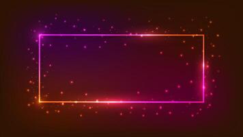 Neon rectangular frame with shining effects vector