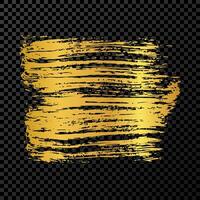 Gold brush stroke. Hand drawn ink spots isolated on dark background. Vector illustration