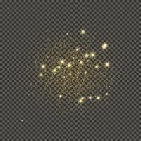 Gold glittering dust on a gray background. Dust with gold glitter effect and empty space for your text.  Vector illustration