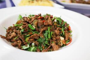 stir fried beef with caraway or stir fried beef with vegetable photo