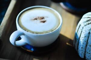hot coffee, cappuccino coffee or latte coffee or flat white or mocha coffee photo