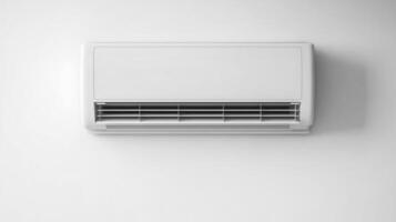 AI generated Cooling Made Easy, Maximizing Temperature Efficiency, Air Conditioner on a White Wall, Generative AI photo