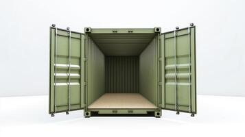 AI generated Maximize Efficiency, Empty Green Cargo Container with Open Doors for Freight Transportation, Generative AI photo