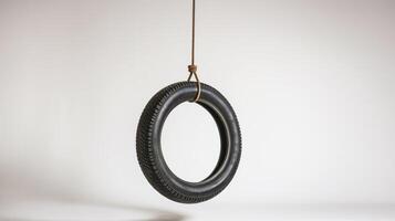 AI generated Touch of Nostalgia, Tire Swing on a Rope, Isolated on White Background, Generative AI photo
