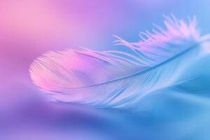 AI generated Close-up of a delicate feather against a soft, blurry background. photo