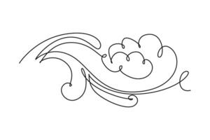 One continuous line drawing of Cute weather phenomena concept. Doodle vector illustration in simple linear style.