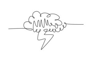 One continuous line drawing of Cute weather phenomena concept. Doodle vector illustration in simple linear style.