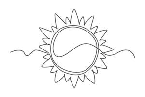 One continuous line drawing of Cute weather phenomena concept. Doodle vector illustration in simple linear style.