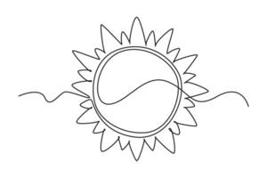 One continuous line drawing of Cute weather phenomena concept. Doodle vector illustration in simple linear style.