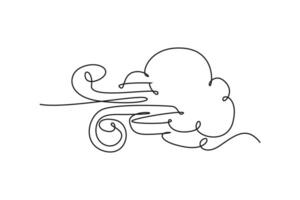 One continuous line drawing of Cute weather phenomena concept. Doodle vector illustration in simple linear style.