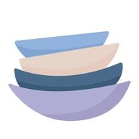 Stack of ceramic colored dishes isolated on white background vector