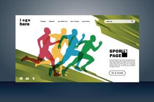 Sport landing page flat design vector