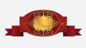 Red ribbons with gold collection vector