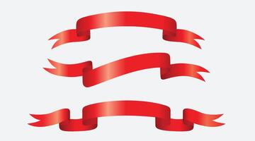 Red ribbons with gold collection vector