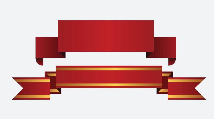 Red ribbons with gold collection