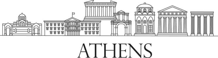 Athens City Line Draw Free Vector